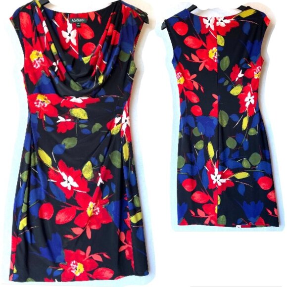 Lauren Ralph Lauren Colorful Floral Dress Size 10P - Picture 1 of 11